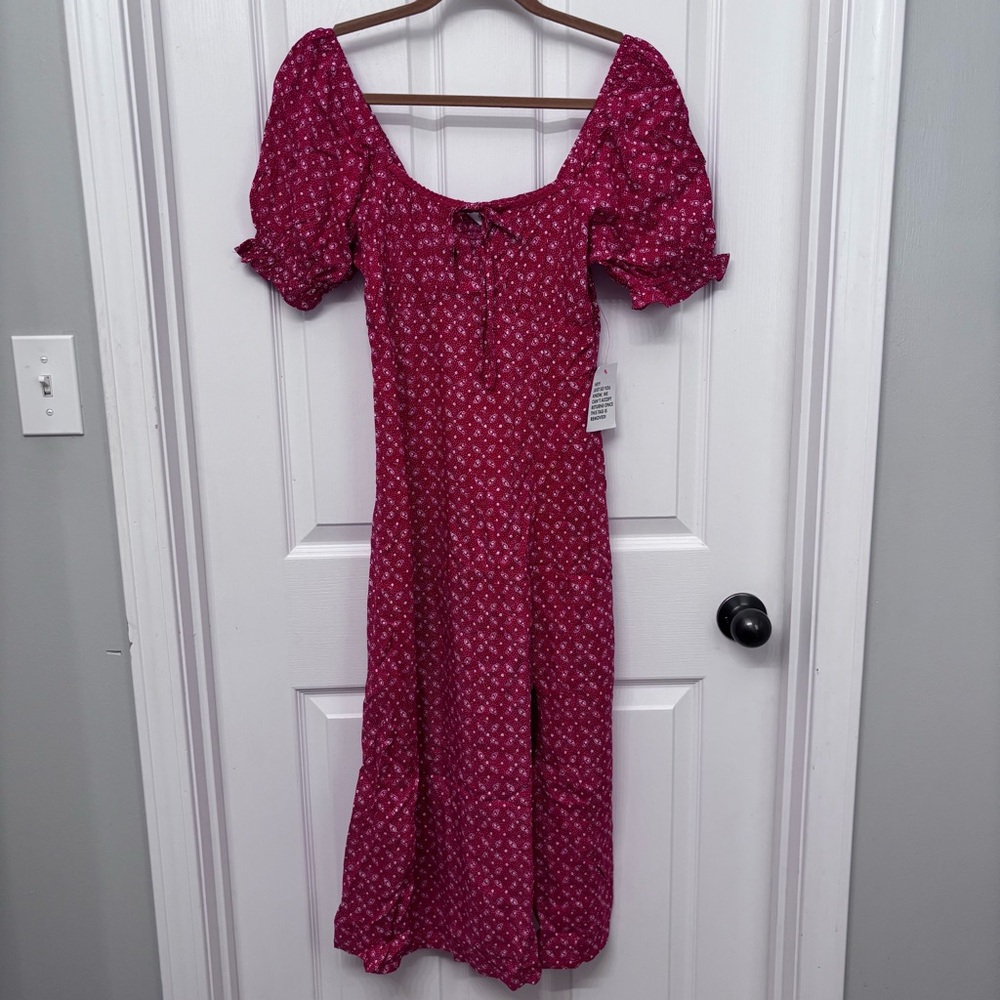 Red Floral Midi Dress | Miss Selfridge Petites US 4 - Picture 13 of 13